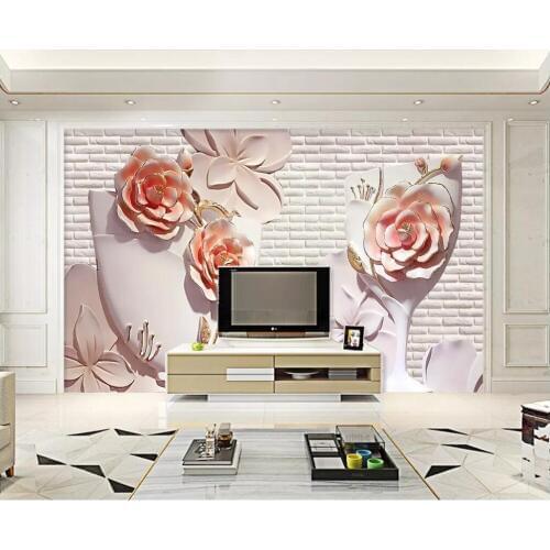 Custom mural 3d photo wallpaper for bedroom Flower embossed brick wall background Home improvement wallpaper for walls 3 d