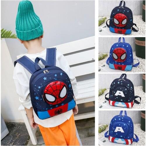 New Marvel Kindergarten Backpack Captain America Spider-Man Print Childrens School Bag Large Capacity Travel Backpack for 3-12Y