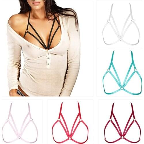Original Design Pink Harness Bra Kawaii Open Chest Bondage Body Cage Pastel Punk Gothic Body Harness Belt Rave Lingerie