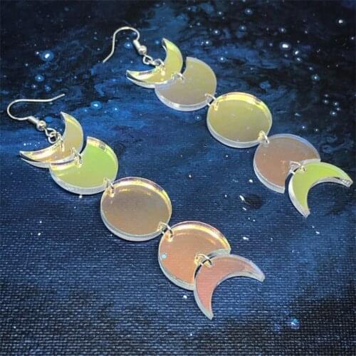 Handmade iridescent moon phase earrings/ Laser cut acrylic