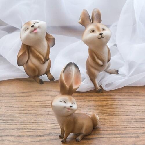 Resin Bunny Statue Home Decoration Creative Living Room Wine Cabinet Desktop Figurines Cute Cartoon Cute Pet Animal Sculpture
