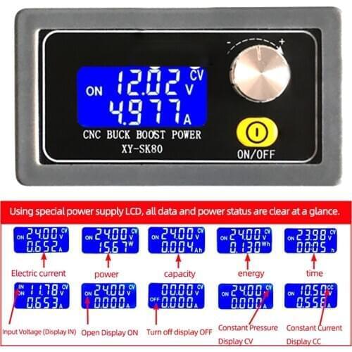 Adjustable Automatic CC CV Step Up Down Buck Boost Converter Digital Voltmeter Ammeter Voltage Regulator Power Supply 5V 12V 24V