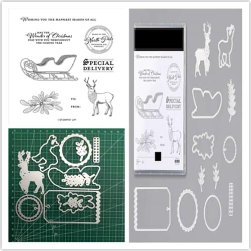 Christmas Elk Metal Cutting Dies and Stamps Stencils Scrapbooking Photo Album Card Paper Embossing Craft DIY Die Cut