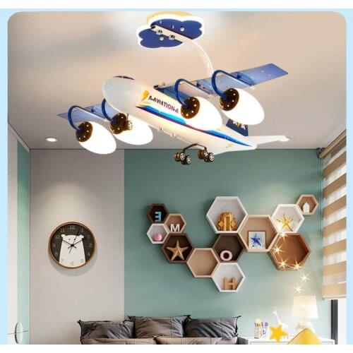 Modern Decora Cartoon Ceiling Lamp L73cm W80cm H80cm LED Ceiling Lights 110V 220V AC Plane De Children Bedroom LED Ceiling Lamps