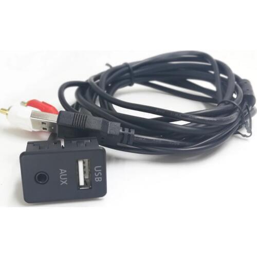 Biurlink 100CM Universal Car AUX USB/2RCA USB Panel Port Charging Adapter for Toyota Collora Camry for Mitsubishi