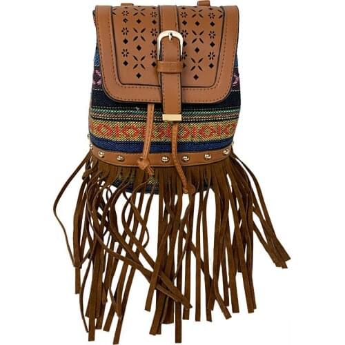 Vintage Women Backpack ethnic strip travel bags For Teenagers Girls school bags Female Rucksack large capacity drawstring bag