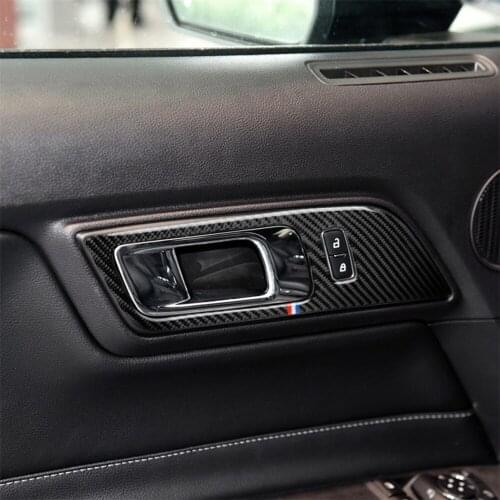 Carbon Fiber Interior Decoration Inner Handle Door Bowl Frame Cover for Ford Mustang 2015-2017 Brand New Car Accessories Sticker