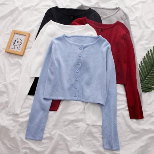 Woman Sweaters Pullover Spring Spring Small Shirt Blue Top Womens Knitted Cardigan Coat Femme Chandails