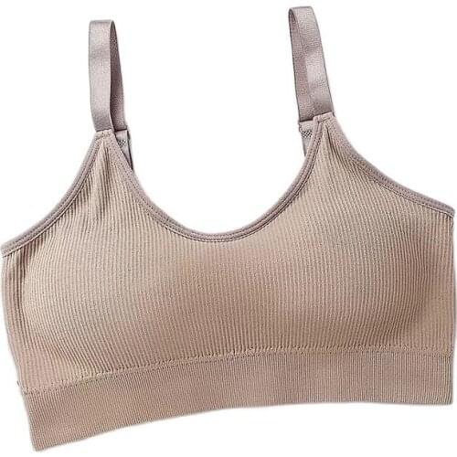 Women Tank Crop Top Bra Underwear Seamless Tube Top Back Hollow Lingerie Wire Free Intimates With Removable Padded
