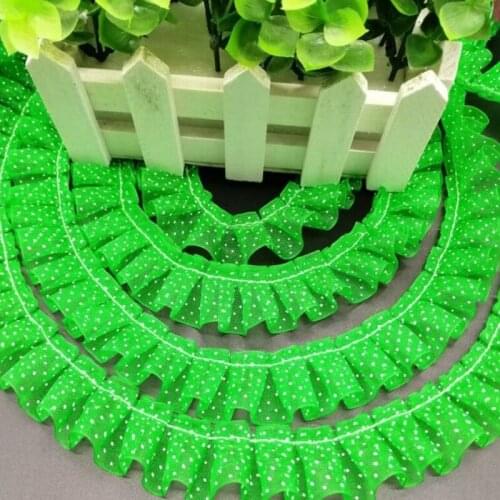 1M Sewing Doll Dress Accessories 2.5cm Dot Lace Tulle Guipure Lace Fabric Pleated Lace Trim koronka encajes paradentelle JH10