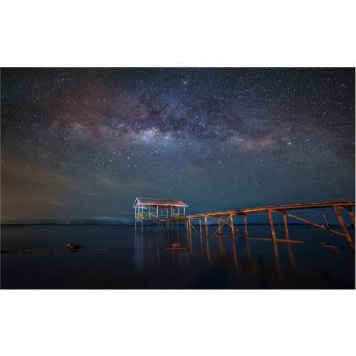 1 Panel Free shipping HD Printed Seascape Picture Canvas Painting Night Scene Landscape Wall Art room Home Decoration Framed