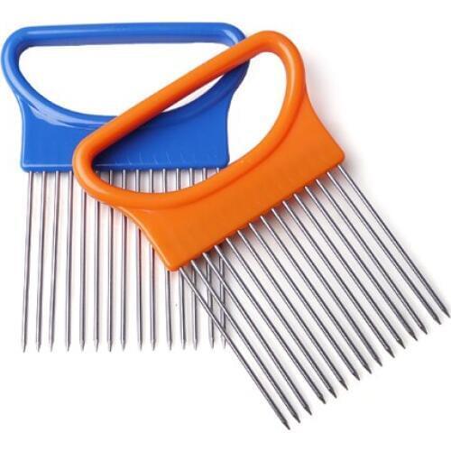 1 Piece Easy Cut Onion Holder Fork Slicer Vegetable Tool Tomato Cutter Stainless Steel Kitchen Gadgets No More Stinky Hand 10