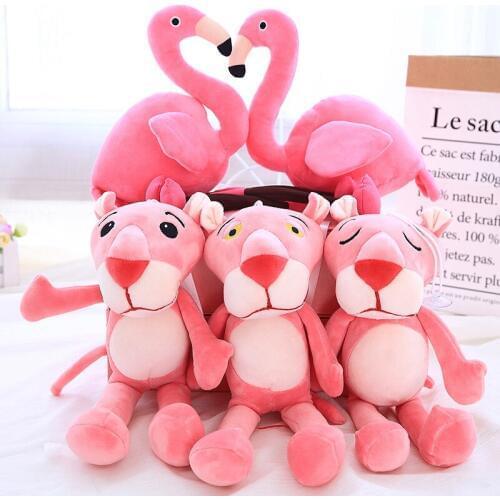 1Pcs Kids Baby Plush Toys Plaything Cute Naughty Pink panther with Flamingos Plush Stuffed Doll Toy Home Decor 33/45CM