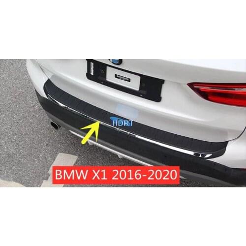 For BMW X1 2016-2020 black plastic and stainless steel Rear Boot Outer Bumper Guard Plate Protector 1PCS Car modification