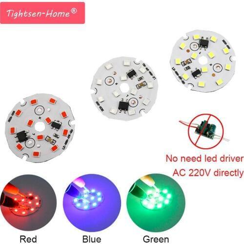 10pcs AC 220V led pcb Source SMD2835 3W 5W integrated ic driver, Led beads smart IC SMD, red green blue Led Light For LED Bulb