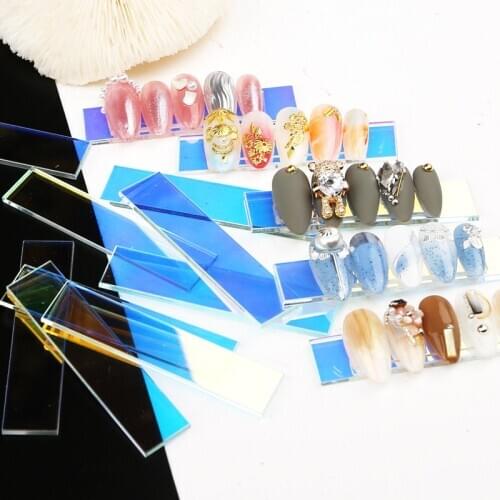 10Pcs Acrylic Nail Art Iridescence Aurora False Nails Display Bar Beauty Showing Shelf Nail Tips Manicure Decoration Tools