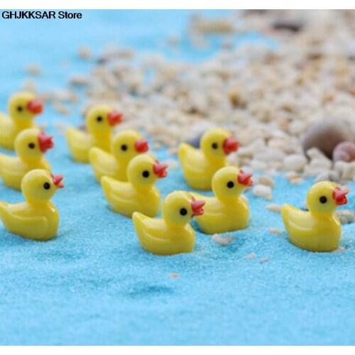 10Pcs/set Mini cute little yellow duck Resin Crafts For Home plants Decoration Miniature Dollhouse Fairy Garden Ornaments