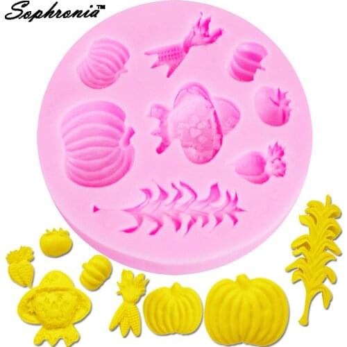 10PCS/SET HOT Pumpkin,Corn, Tomato and Carrot Silicone Mold, Sugar Mold,Cake Decoration Mold F1093 ,9.5 x 1.2CM
