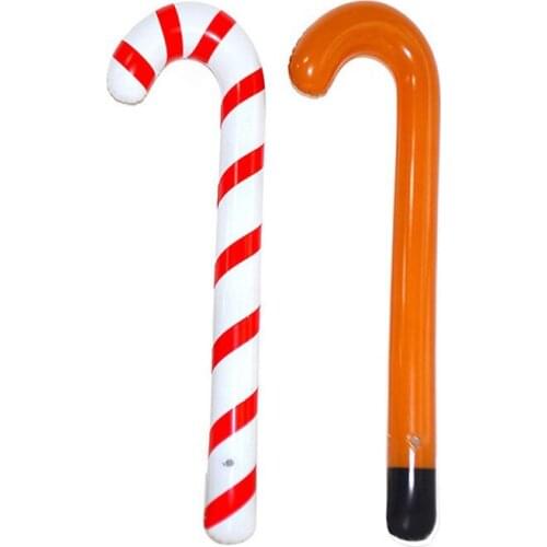 10pcs Inflatable Crutch Santa Claus Walking Stick Christmas Halloween Party Decoration PVC Blow Up Toys