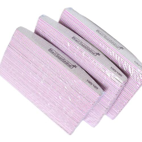 10pcs/lot Professional Nail Files Sandpaper Strong Thick Buffer For Manicure Sanding Half Moon Lime Nail Art Tools 100/180 KJ-05