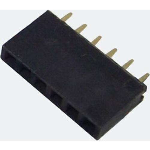 100PCS 2.54mm 1X6 6Pin Gold-plated Single Row Straight Female Pin Header ROHS FREE SHIPPING