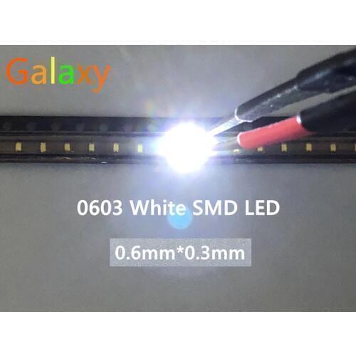 100pcs/lot Small white lamp beads 0603 SMD LED 0603 white Light-emitting diodes Free Shipping 1.6*0.8*0.4MM 6000-6500K 3.0-3.6V