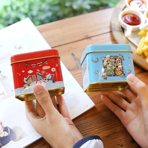 12pcs/set Christmas Small Square Box Tin Box Christmas Gift Box Square Iron Sugar Box Christmas Presents Box