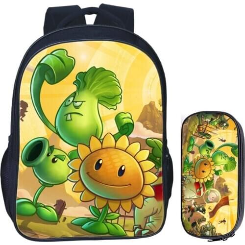 16 inch Plants VS Zombie Children School Bags Orthopedic Backpack Kids School Boys Girls Mochila Infantil Catoon Bags