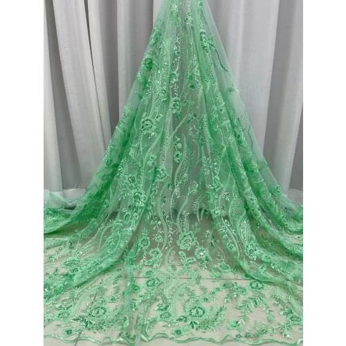 2021 Deluxe Sequin Embroidery French Mesh Lace Latest African Lace Handmade Glass Bead Tube Dresses Tulle Mesh Lace Fabric Sew