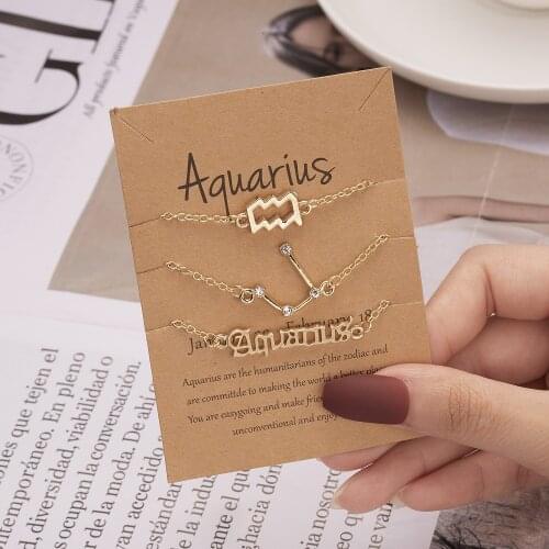 Andshiny New 3Pcs/Set Fashion Zodiac Bracelets Set For Women Men Symbol Starry Ancient Initial Set Constellation Wrist Jewelry
