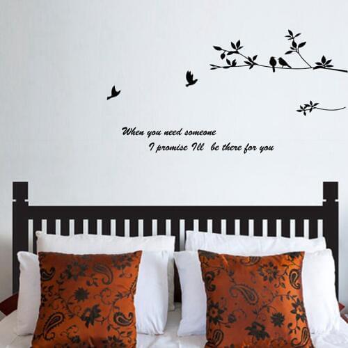 Free Shipping DIY Branches and Birds With " When you need someone, I promise..."Mural Wall Decals Vinyl Wall Sticker Home Decor