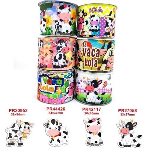 Free shipping Mexico Style Cow Vaca Lola Ribbons10 yards cartoon printed grosgrain ribbon 37216