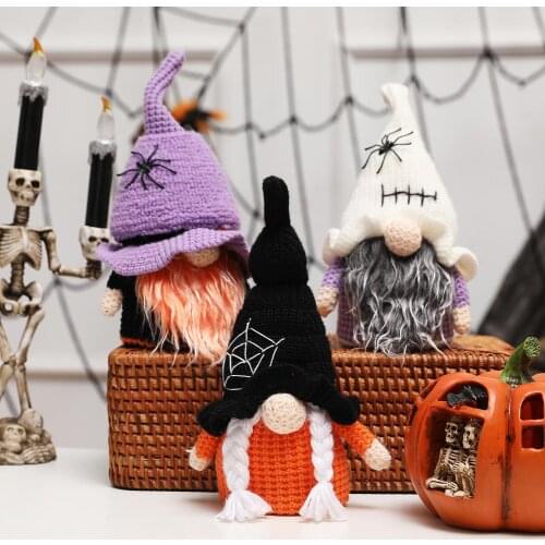 Faceless Doll Gnome Doll Plush Dwarf Halloween Knitted Faceless Doll Ornament Gift For Living Room Desktop Home Decoration