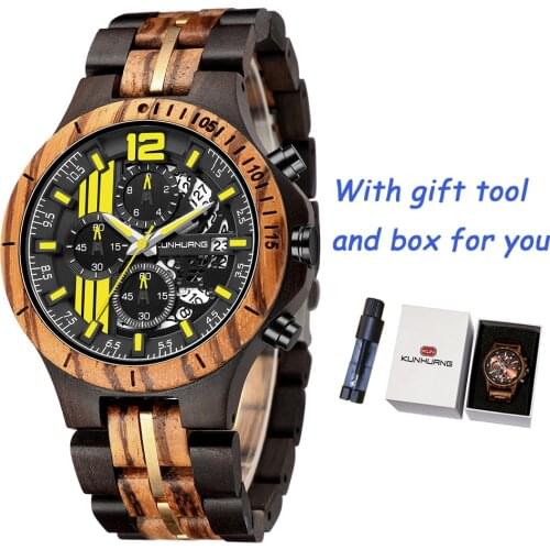 Retro Men Wooden Watch Mix Stainless Wristwatch For Man Wood Sports Watches Bamboo Wood Watch Orologi Gift Watches Kunhuang23