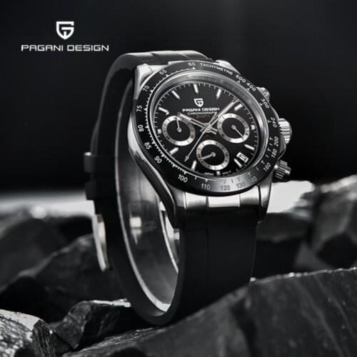PAGANI DESIGN Automatic Date Quartz Chronograph Gold Waterproof Mens Watch Japan VK63 Sapphire Stainless Steel Case Waterproof