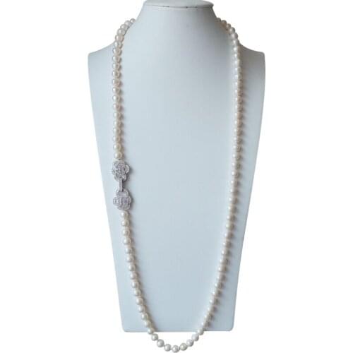 33'' Natural 9-10MM Pearl Long Necklace