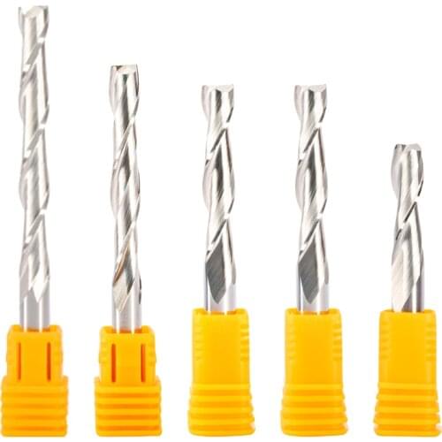 5pcs 4mm *52mm Carbide CNC Router Bits Two Flutes Long Spiral End Mills Double Flutes Milling Cutter Spiral PVC Cutter
