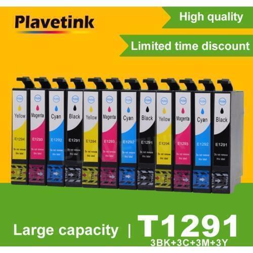 Plavetink 3set T1291 Full Ink Cartridges Compatible For Epson Office B42WD BX305F BX305FW 320FW BX525WD BX535WD Printers 4 Color