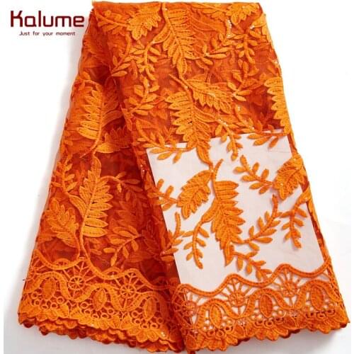 Kalume Sequins Lace Fabric African 5 Yards Nigerian Lace Fabric 2021 High Quality Lace For Diy Dress Sewing Wedding Party F2558