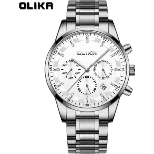 2020 Hot Olika Fashion Stainless Steel Mens Watches Men Top Brand Luxury Business Luminous Quartz Wristwatch Relogio Masculino