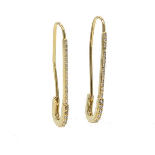 Fashion Safety Pin Long Earrings yellow Gold color Earings european usa Earrings For Women Jewelry