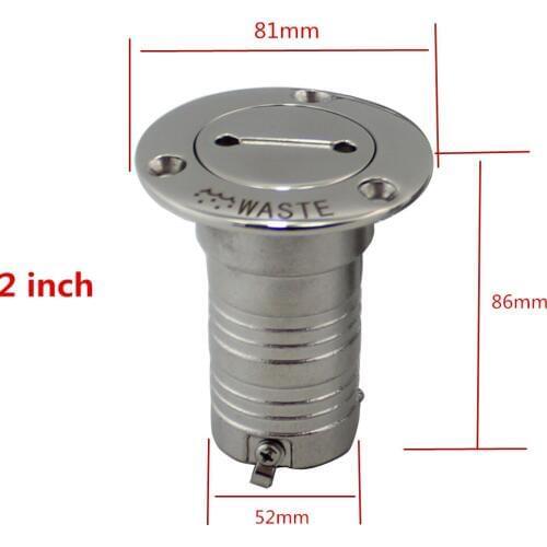 38 or 50mm Marine Boat Hardware Deck Filler AISI 316 Stainless Steel Fuel Water Waste Diesel Gas Key Cap Filler
