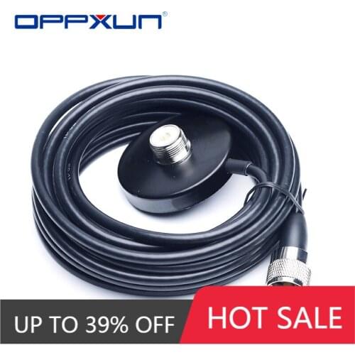 OPPXUN Walkie Talkie Car Radio Dual Band VHF UHF Antenna PL259 5M Coaxial Cable Magnetic Mount Base and SMA-F/M BNC Connector