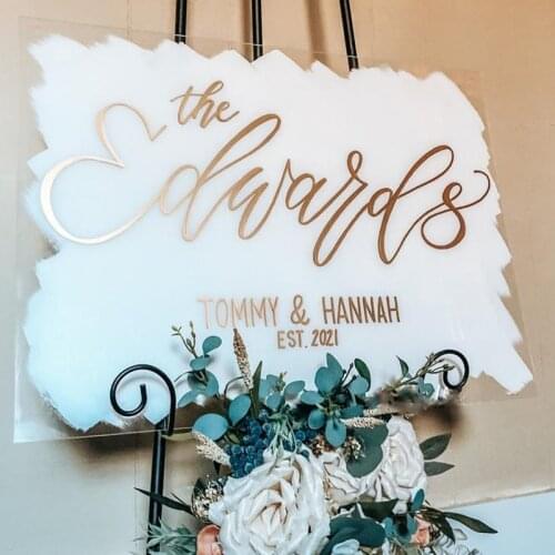 Personalized Welcome to Our Wedding Sign Acrylic Brushed Background Plexiglass Wedding Sign Alternative Wedding Party Decor