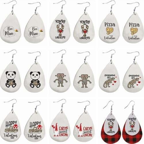 Happy Valentines Day Earrings Leopard Panda Love Machine Youre My Lobster Lovasaurus Rex Bee Mine Gnome Sweet Gnome