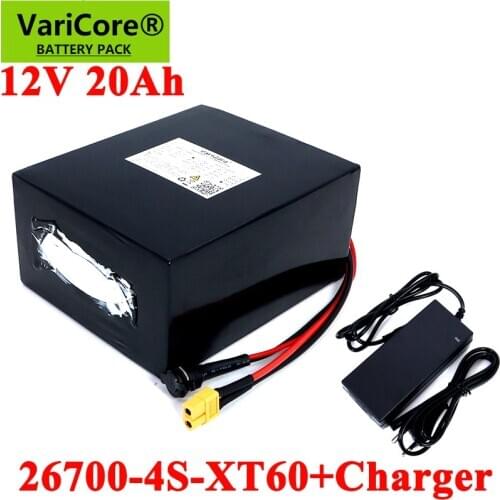 VariCore 12V 20Ah 4S5P 26700 Lifepo4 Battery Pack with 4s 20A Maximum 60A Balanced BMS for Electric Boat E-bike 12.8V Lawn mower