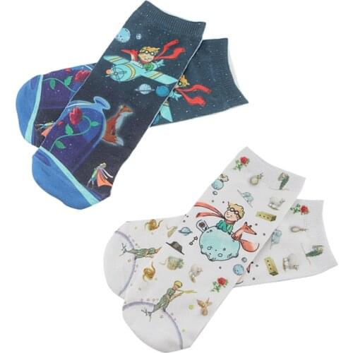 ZF1941 1pair Story Le Petit Prince Short Sock Chaussettes Cartoon Anime Breathable Comfortable Unisex Short Sock