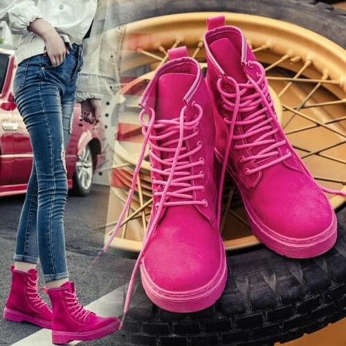 Shoes Woman Hight-top WOMENS Shoes Martin Boots Casual Trendy Shoes Rose Red Thick Bottomed Warm Boots Luxury Fashion