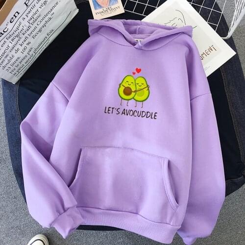 Winter New Warm Hoodies Cute Avocado Printed Female Students Ladies Cartoon Style Tops Womens Hoodies