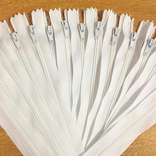10 pieces. 25 cm (10 inches) White Nylon Zippers Tailor Sewer Craft Crafters & FGDQRS